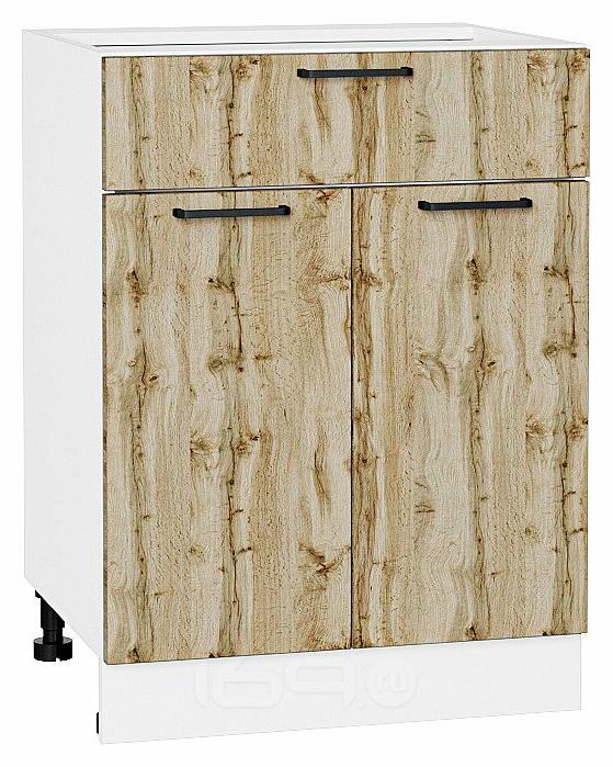 Шкаф нижний с 2-мя дверцами и ящиком Флэт Wotan Oak 2S/Белый 816*600*478