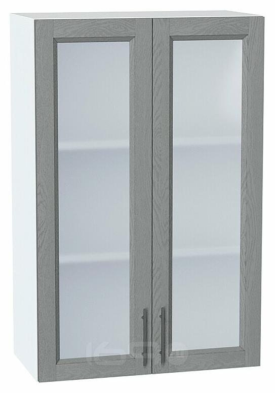 Шкаф верхний с 2-мя остекленными дверцами Сканди Grey Softwood Белый 920*600*320