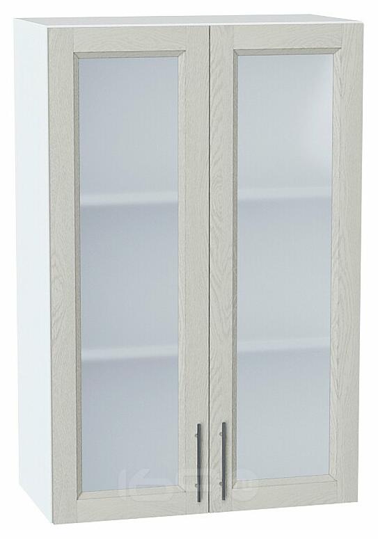 Шкаф верхний с 2-мя остекленными дверцами Сканди Cappuccino Softwood Белый 920*600*320