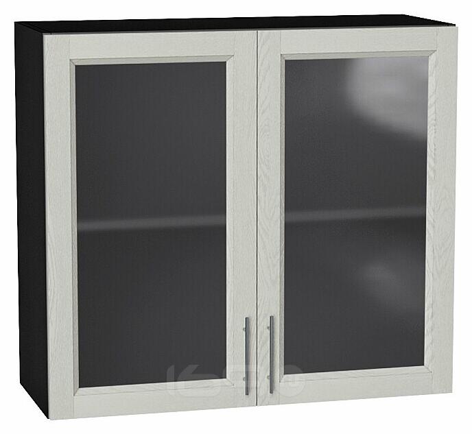 Шкаф верхний с 2-мя остекленными дверцами Сканди Cappuccino Softwood Graphite 716*800*320