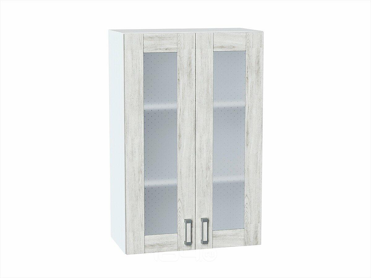 Шкаф верхний с 2-мя остекленными дверцами Лофт Nordic Oak/Белый 920*600*320