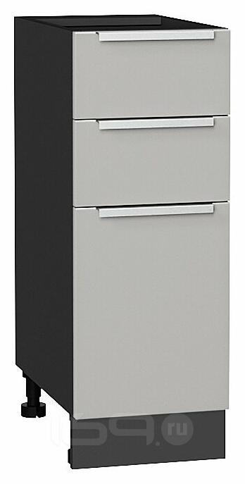 Шкаф нижний с 3-мя ящиками Фьюжн Silky Light Grey Graphite 816*300*480