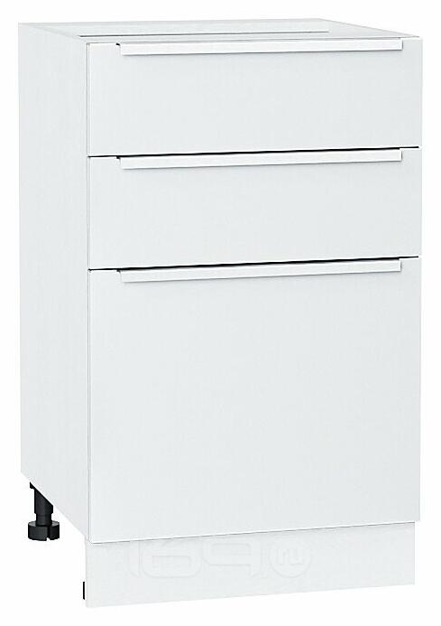 Шкаф нижний с 3-мя ящиками Фьюжн Silky White Белый 816*500*480