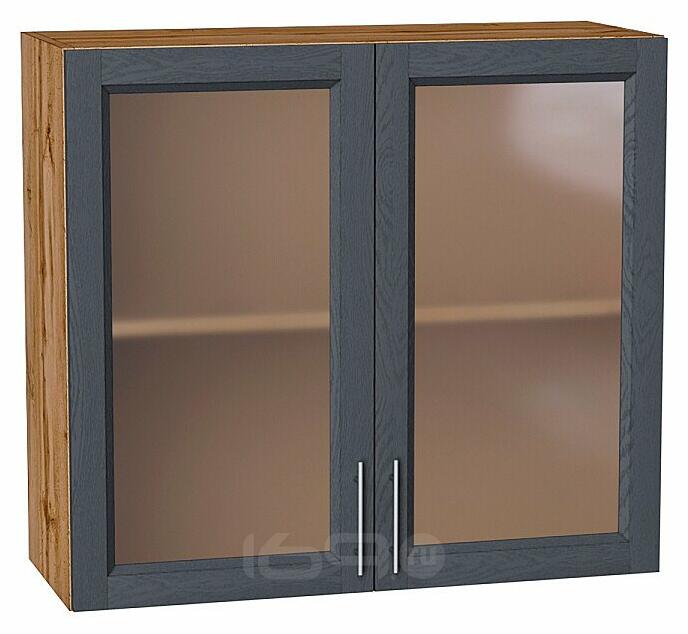 Шкаф верхний с 2-мя остекленными дверцами Сканди Graphite Softwood Дуб Вотан 716*800*320