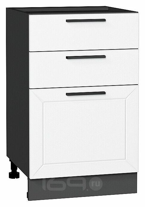 Шкаф нижний с 3-мя ящиками Глетчер Айленд Силк Graphite 816*500*478