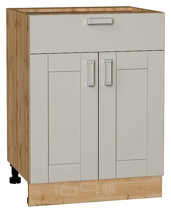 Шкаф нижний с 2-мя дверцами и ящиком Лофт Grey Silk/Дуб Вотан 816*600*480