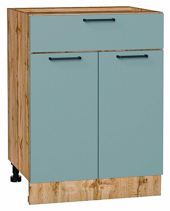 Шкаф нижний с 2-мя дверцами и ящиком Флэт Grey-green In 2S/Дуб Вотан 816*600*478