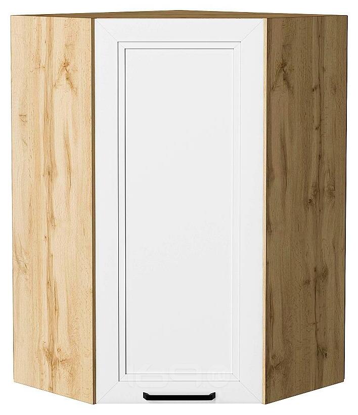 Шкаф верхний угловой Нео White Silk/Дуб Вотан 920*600*600