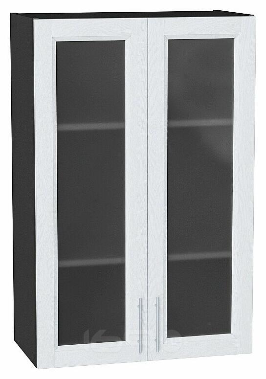 Шкаф верхний с 2-мя остекленными дверцами Сканди White Softwood Graphite