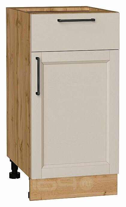 Шкаф нижний с 1-ой дверцей и ящиком Сканди Cream Silkwood/Дуб Вотан 816*400*480