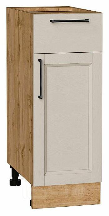 Шкаф нижний с 1-ой дверцей и ящиком Сканди Cream Silkwood/Дуб Вотан 816*300*480