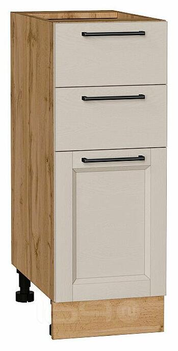 Шкаф нижний с 3-мя ящиками Сканди Cream Silkwood/Дуб Вотан 816*300*480