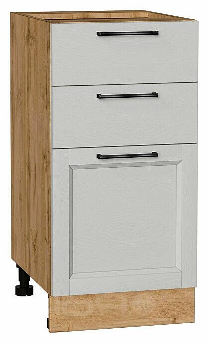 Шкаф нижний с 3-мя ящиками Сканди Grey Silkwood/Дуб Вотан 816*400*480