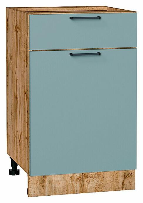 Шкаф нижний с 1-ой дверцей и ящиком Флэт Grey-green In 2S/Дуб Вотан 816*500*478
