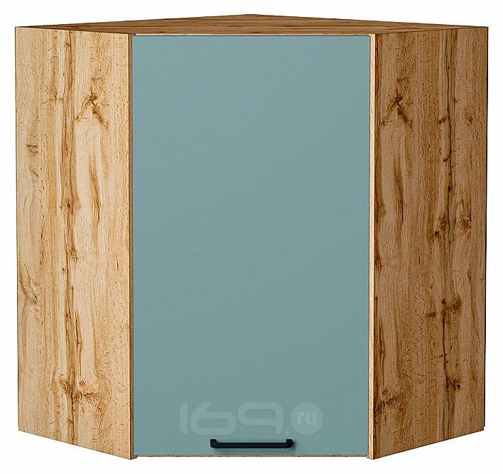 Шкаф верхний угловой Флэт Grey-green In 2S/Дуб Вотан 716*600*600