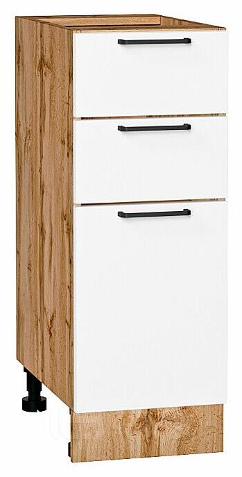 Шкаф нижний с 3-мя ящиками Флэт White In 2S/Дуб Вотан 816*300*478