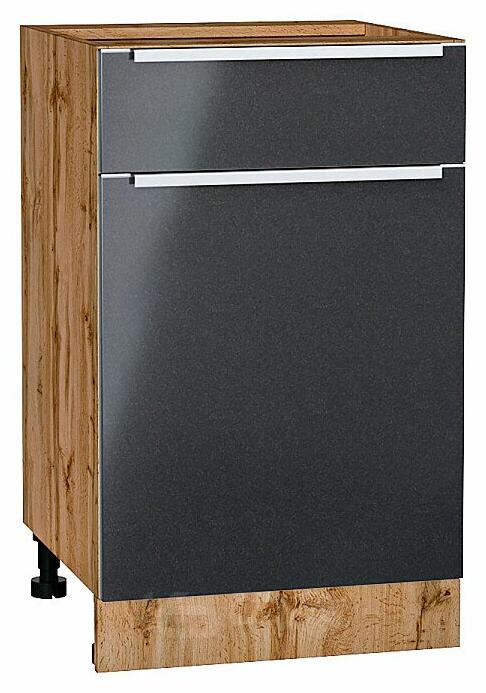 Шкаф нижний с 1-ой дверцей и ящиком Фьюжн Anthracite Дуб Вотан 816*500*480
