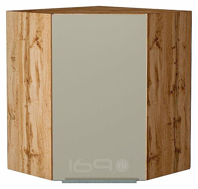 Шкаф верхний угловой Фьюжн Silky Grey Дуб Вотан 716*600*600