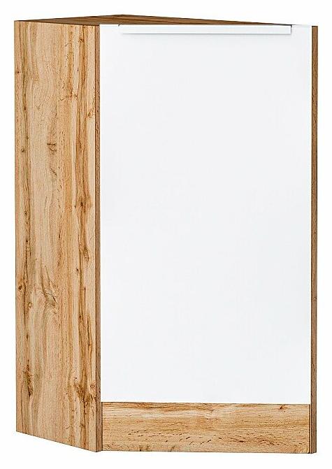 Шкаф нижний торцевой Фьюжн Silky White Дуб Вотан 816*296*554