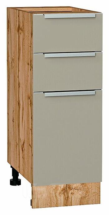 Шкаф нижний с 3-мя ящиками Фьюжн Silky Grey Дуб Вотан 816*300*480