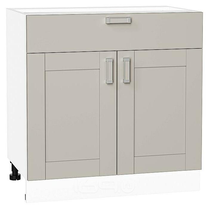 Шкаф нижний с 2-мя дверцами и ящиком Лофт Grey Silk/Белый 816*800*480