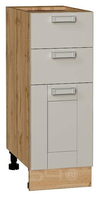 Шкаф нижний с 3-мя ящиками Лофт Grey Silk/Дуб Вотан 816*300*480