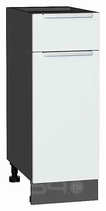 Шкаф нижний с 1-ой дверцей и ящиком Фьюжн Silky White Graphite 816*300*480