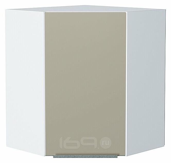 Шкаф верхний угловой Фьюжн Silky Grey Белый 716*600*600