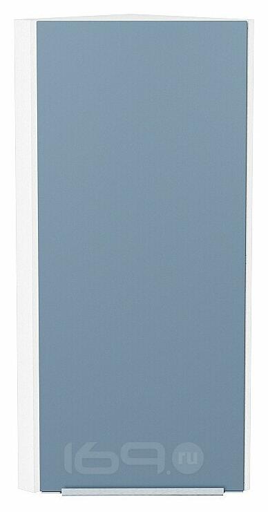 Шкаф верхний торцевой Фьюжн Silky Blue Белый 920*300*306