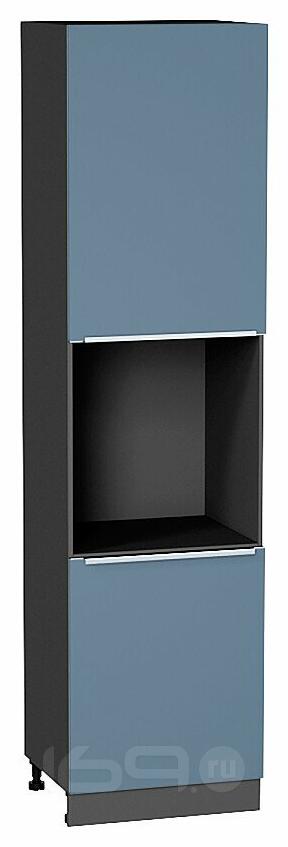 Шкаф пенал с 2-мя дверцами под технику Фьюжн Silky Blue Graphite 2336*600*576