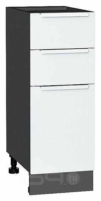 Шкаф нижний с 3-мя ящиками Фьюжн Silky White Graphite 816*300*480