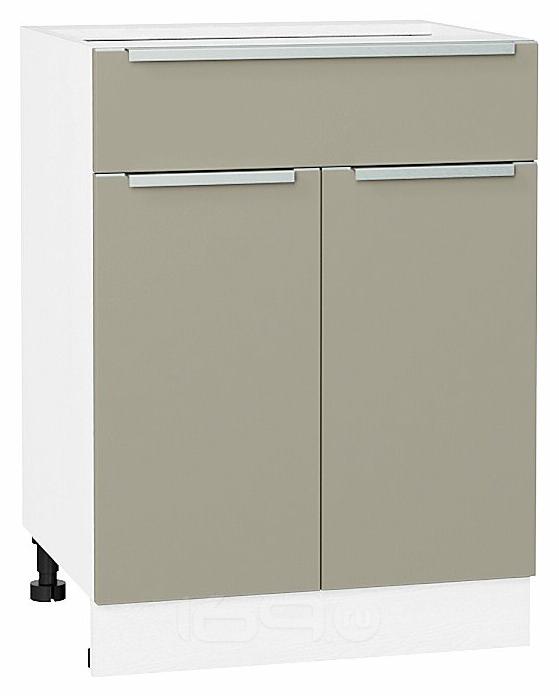 Шкаф нижний с 2-мя дверцами и ящиком Фьюжн Silky Grey Белый 816*600*480