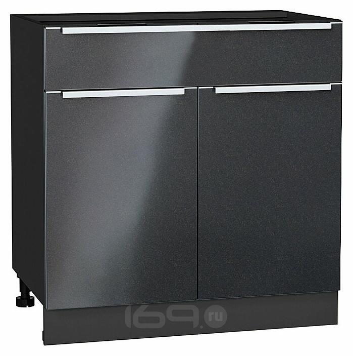 Шкаф нижний с 2-мя дверцами и ящиком Фьюжн Anthracite Graphite 816*800*480