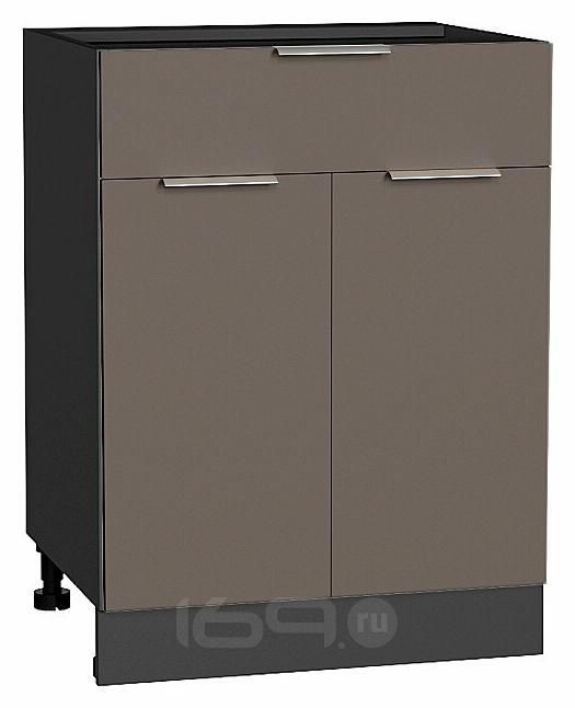 Шкаф нижний с 2-мя дверцами и ящиком Терра Смоки Софт Graphite 816*600*478