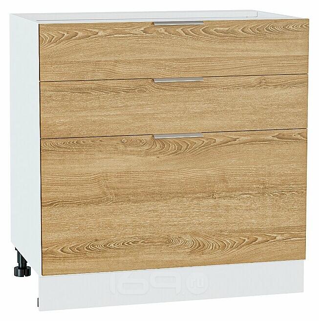Шкаф нижний с 3-мя ящиками Терра Ель Карпатская Белый 816*800*478