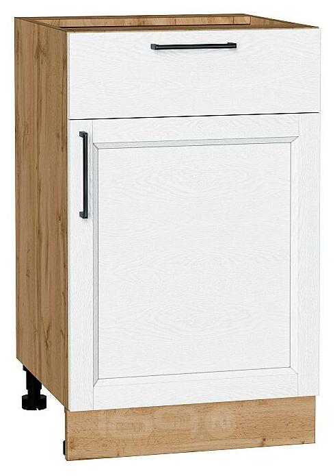 Шкаф нижний с 1-ой дверцей и ящиком Сканди White Silkwood/Дуб Вотан 816*500*480