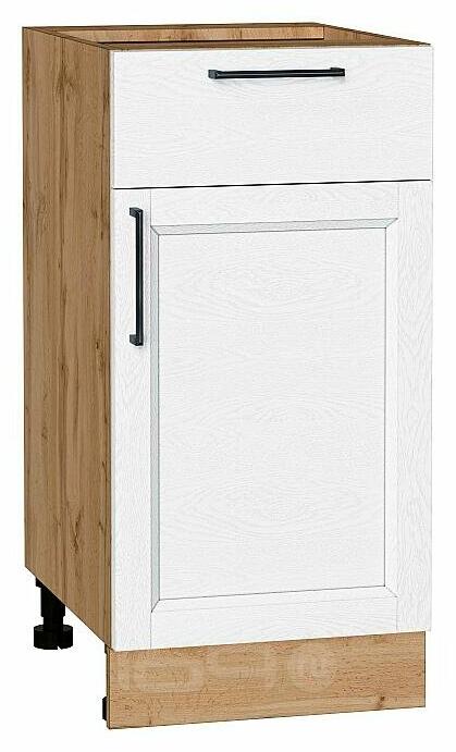 Шкаф нижний с 1-ой дверцей и ящиком Сканди White Silkwood/Дуб Вотан 816*400*480