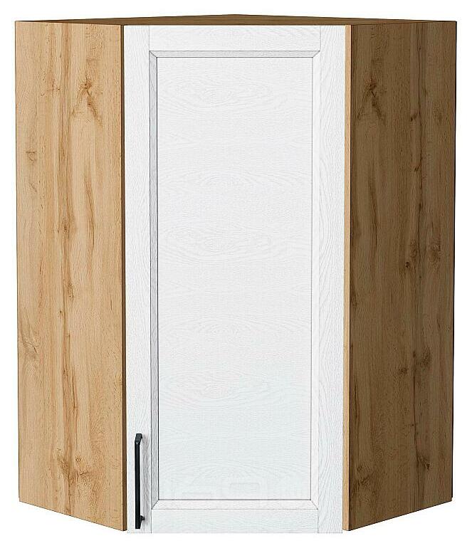 Шкаф верхний угловой Сканди White Silkwood/Дуб Вотан 920*600*600