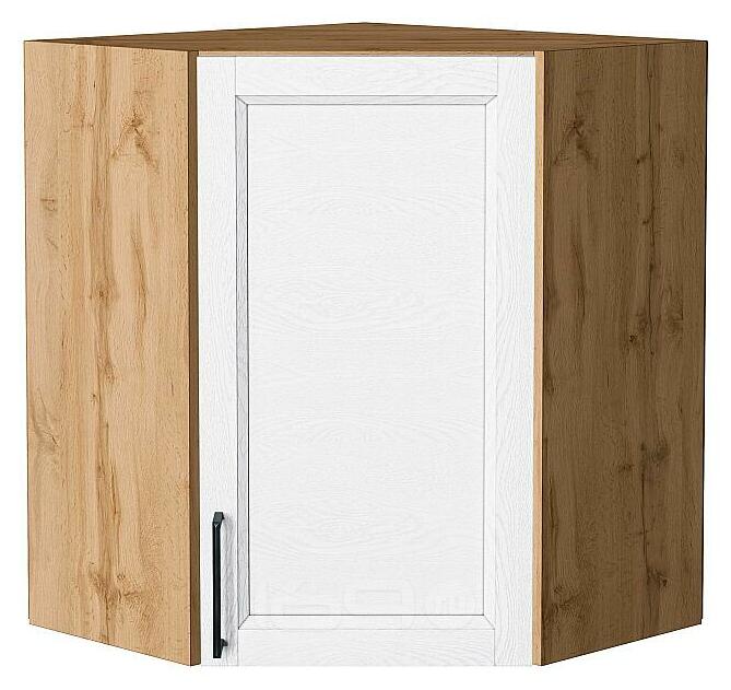 Шкаф верхний угловой Сканди White Silkwood/Дуб Вотан 716*600*600