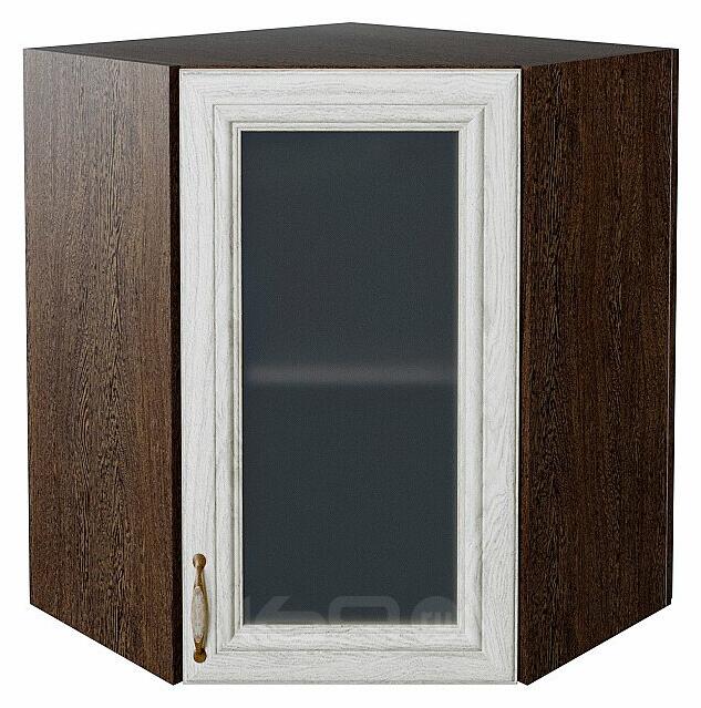Шкаф верхний угловой остекленный Шале White Dreamline Венге 716*600*600