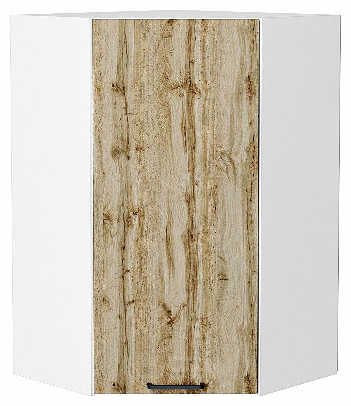 Шкаф верхний угловой Флэт Wotan Oak 2S/Белый 920*600*600