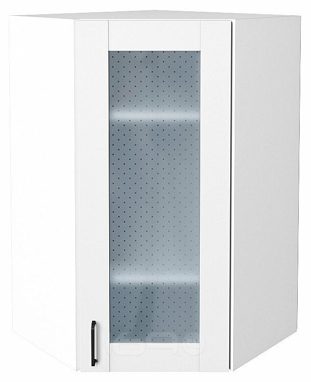 Шкаф верхний угловой остекленный Лофт Super White Белый 920*600*600