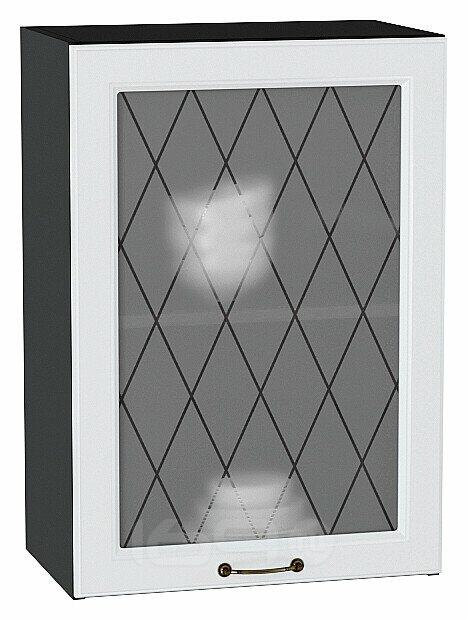 Шкаф верхний с 1-ой остекленной дверцей Ницца Белый/Graphite 716*500*318