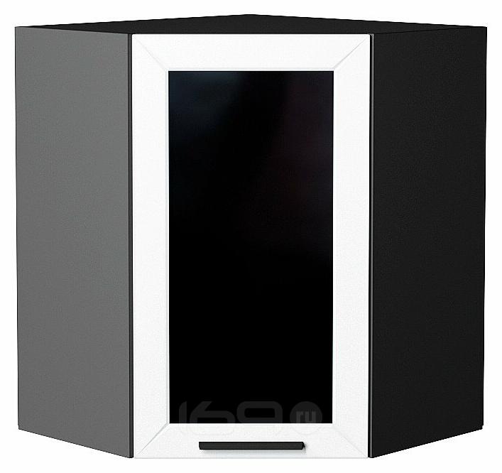 Шкаф верхний угловой остекленный Глетчер Айленд Силк Graphite 716*600*600