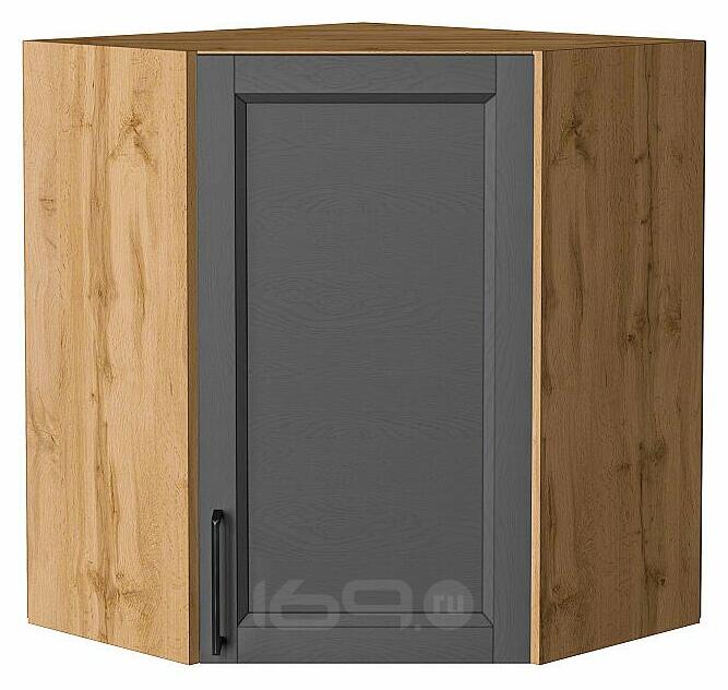 Шкаф верхний угловой Сканди Stormy Silkwood/Дуб Вотан 716*600*600