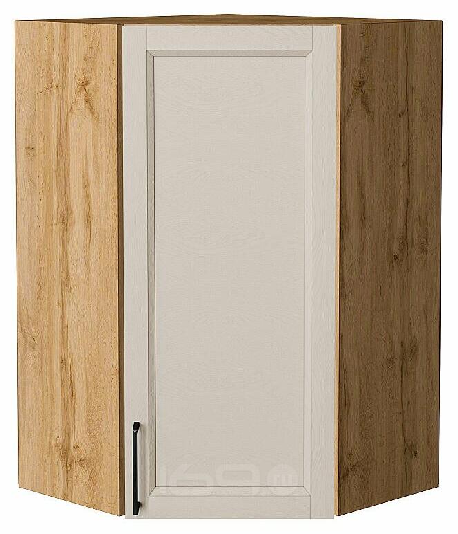 Шкаф верхний угловой Сканди Cream Silkwood/Дуб Вотан 920*600*600
