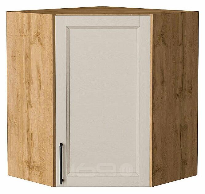 Шкаф верхний угловой Сканди Cream Silkwood/Дуб Вотан 716*600*600