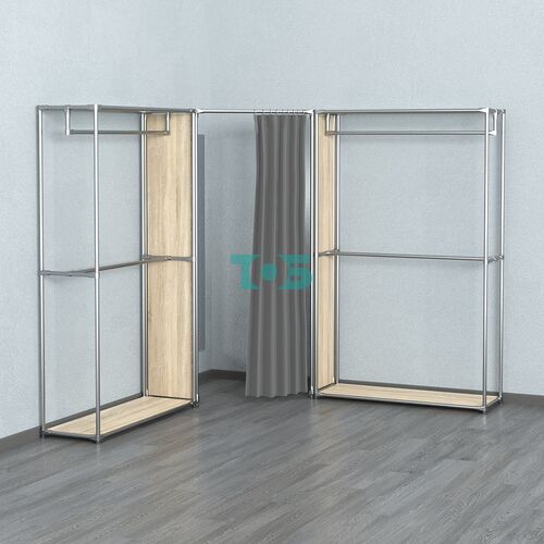 Примерочная с зеркалом из системы ХРОМ с поручнями №1-1