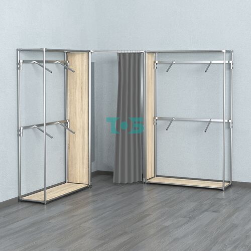 Примерочная с зеркалом из системы ХРОМ с поручнями №2-1