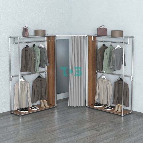 Примерочная с зеркалом из системы ХРОМ с поручнями №3-1